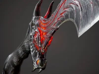 Ritual Dragon Dagger PBR Game-Ready Low-poly 3D model