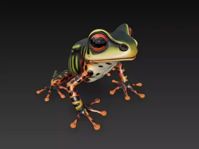 Frog Poisonous Realistic 3D Model Basic - Low Poly Realistic Low-poly 3D model