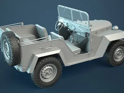 GAZ-67B Soviet Military Jeep High-Poly  3D model