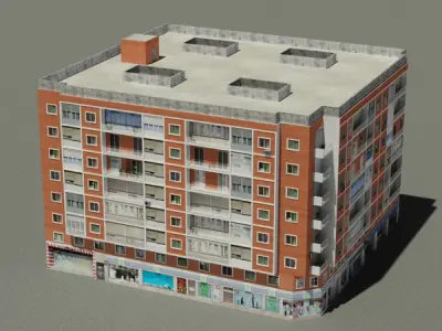 Building apartment Low-poly 3D model