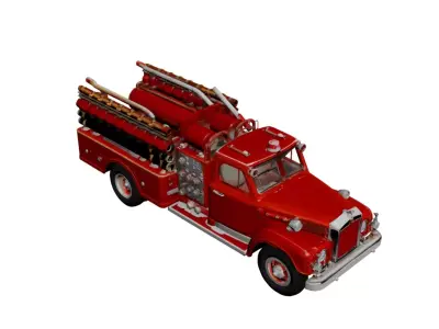 1950s Fire Truck 3D Model Vintage Emergency Response Vehicle 3D model