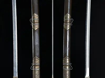 Long Sword Melee Weapon Low-poly 3D model