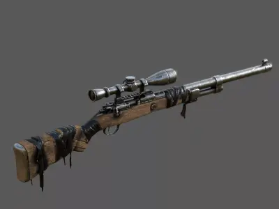 Post-Apocalyptic Rusty Sniper Rifle  Low-poly 3D model