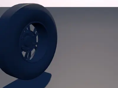 6 Lug Rims with Low Poly Treadless Tire 3D model