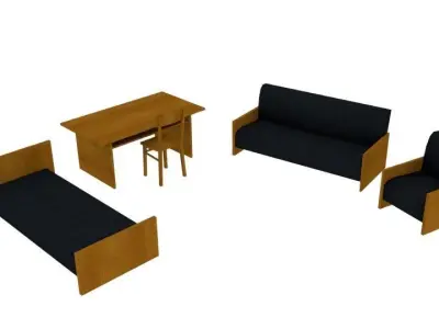 Old furniture set -2 Free low-poly 3D model