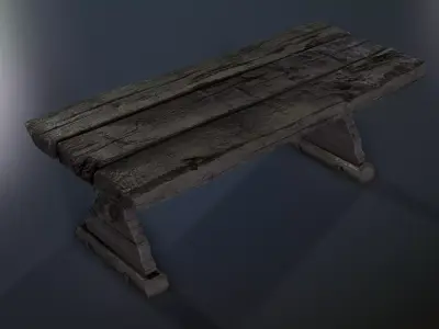 Wooden Table Low-poly 3D model 5