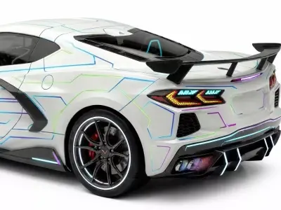 Custom Cyberpunk Chevrolet Corvette C8 Futuristic Neon Concept 3D model