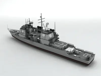 USS Lake Erie  Missile Cruiser Ship Vessel Low-poly 3D model
