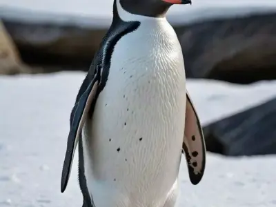 Gentoo Penguin Imperator Black White Bird Orange Beak Snow Low-poly 3D model