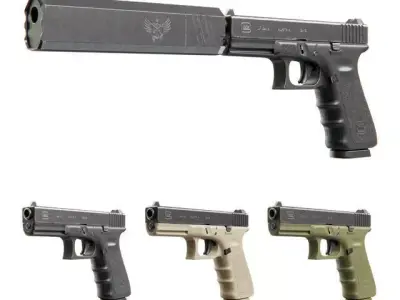 Glock 17 with Silencer 3D model