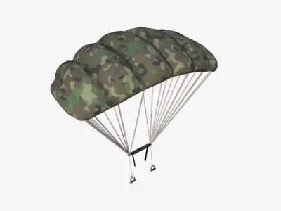 Parachute A11 Forest Camouflage - Character Accessories Design Low-poly 3D model