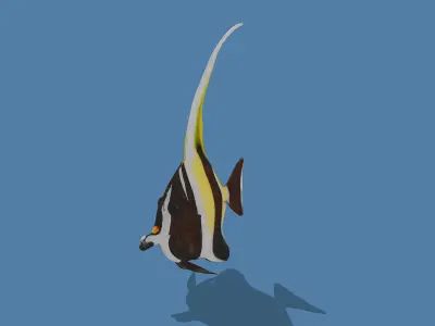 Banded Butterflyfish Low-poly 3D model