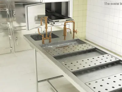 Forensic Pathology Station with Integrated Faucet 3D model