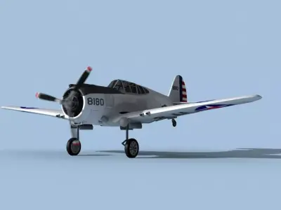 Curtiss P-36C Hawk V02 USAAF 3D model