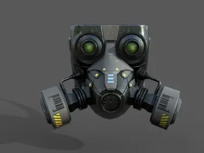 Gas mask helmet scifi military combat 3d model  Low-poly 3D model