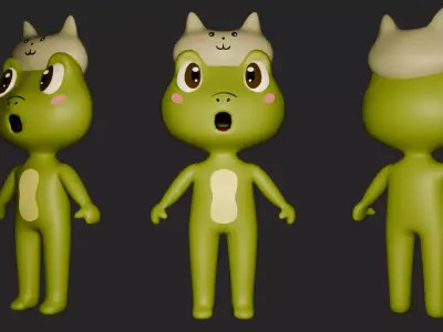 cute low poly 3d frog character Low-poly 3D model