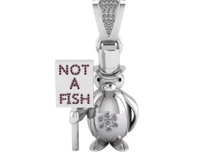 Golden Penguin Pendant Not A Fish 3D Printable Model 3D print model