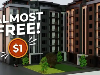 Modern Residential Apartment Complex - L-Shaped Building Free 3D model