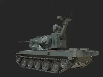 2 coatings of JSDF Type 87 self-propelled anti-aircraft gun Low-poly 3D model