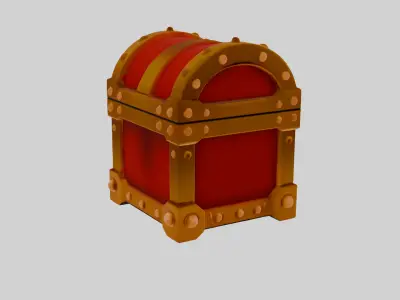 Treasure Chest Red  Low-poly 3D model
