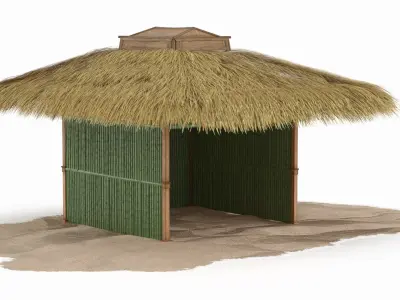 Bamboo Panel Gazebo with Side Walls Green 3D model