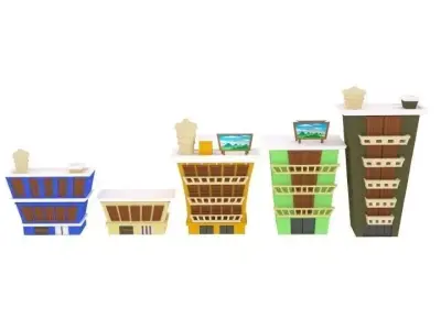  Wacky Buildings Low-poly 3D model