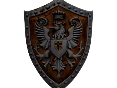 Medieval Heraldic Royal Eagle Shield 3D model