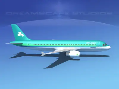 Airbus A320 LP Aer Lingus Low-poly 3D model