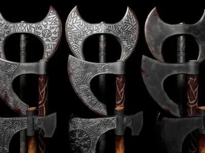 Viking Axe Pack Low-poly 3D model