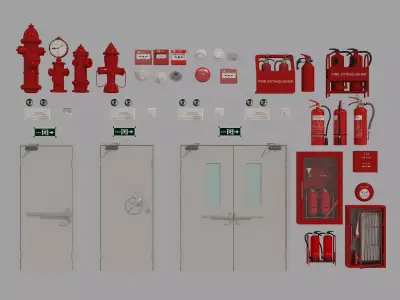 Industrial Doors Fire Extinguisher 3D model