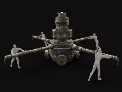 QUARRY MINE MILL ROCK CRUSHER MACHINE WAR CONSTRUCTION Low-poly 3D model