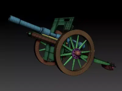 Canon Schneider Guerra Mundial Low-poly 3D model