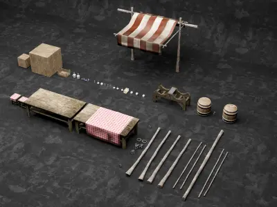 Medieval Alchemy Shop Low Poly include 49 Model Low-poly 3D model