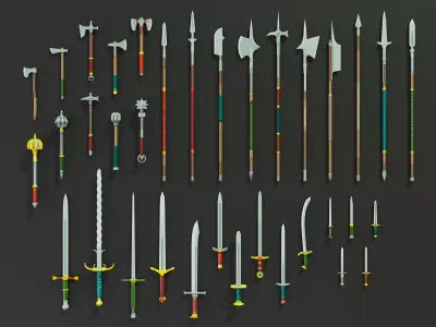 Medieval Low-Poly Weapons Pack Low-poly 3D model