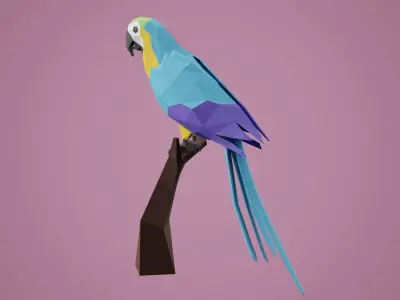 Stylized Parrot Low-poly 3D model