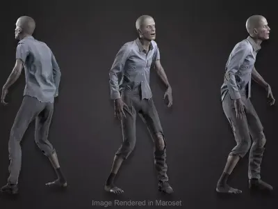 Zombie in Shirt Low-poly 3D model