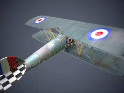 Sopwith camel English ww1 plane  Low-poly 3D model