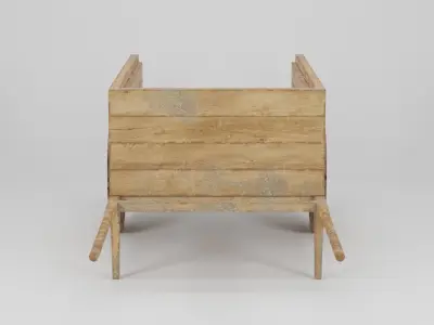 Wooden Cart 90x250x81 Low-poly 3D model