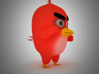 Angry Bird Red Bird Mood breaker Low-poly 3D model