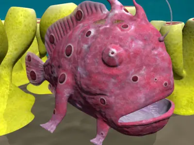 Antennarius rigged low poly Low-poly 3D model