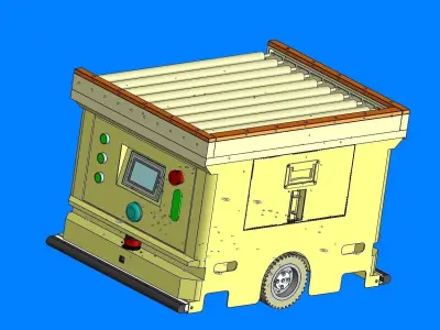 AGV carriage car of belt roller conveyor 3D model