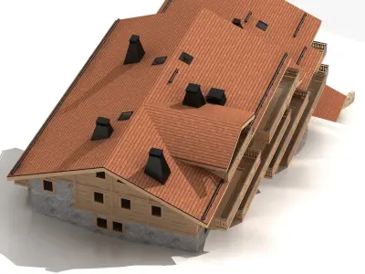 Classic wooden mountain house chalet 3D model