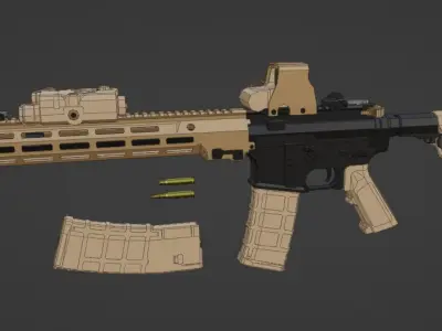 low-poly M4A1 SOPMOD Block III URGI Free 3D model