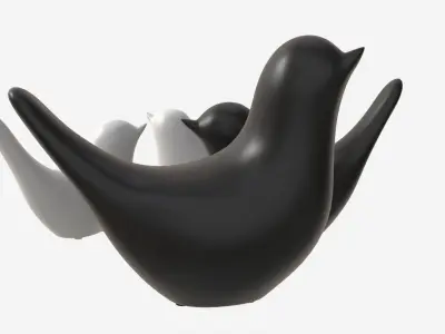 Decorative Ceramic Birds Set 3D model