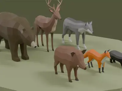 Lowpoly Stylized Forest Animals Pack Free 3D model