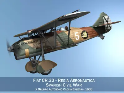 Fiat CR 32 - Italy Air Force - X Gruppo 3D model