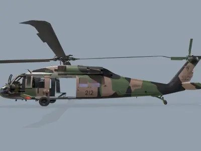 UH-60 Black Hawk Australian Army Complex Animation Low-poly 3D model