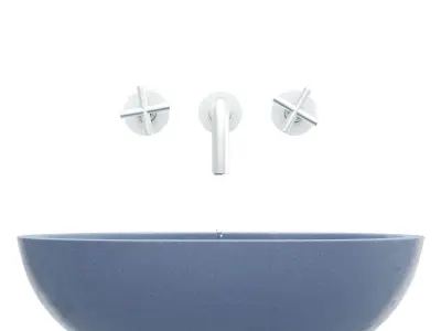 Gray architectural concrete Bowl sink 3D model