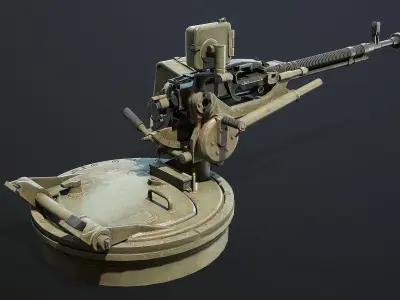 DShK Machine Gun Turret for ASU-85 Low-poly 3D model