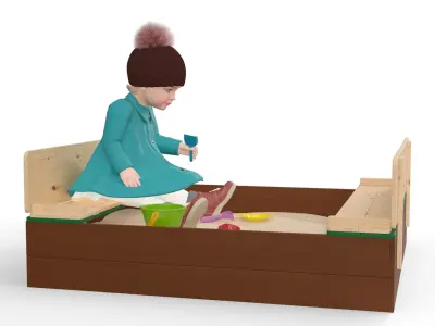 Toddler Girl in Sandpit 3D model